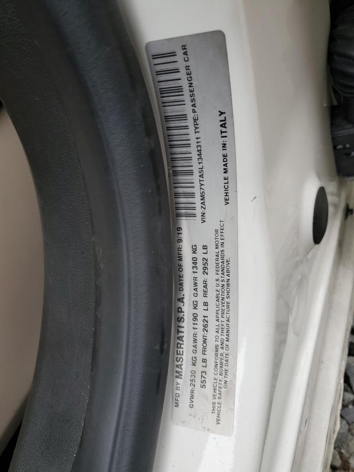 2020 Maserati Ghibli VIN ZAM57YTA5L1344311 Copart auction photo, front end / undercarriage damage thumbnail 13