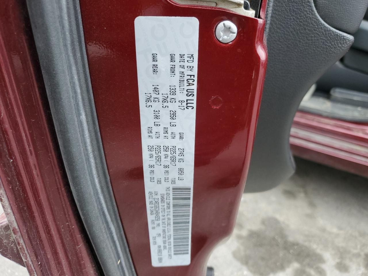 2017 Dodge Caravan VIN 2C4RDGBG3HR849250 Copart auction photo, rear end damage thumbnail 13