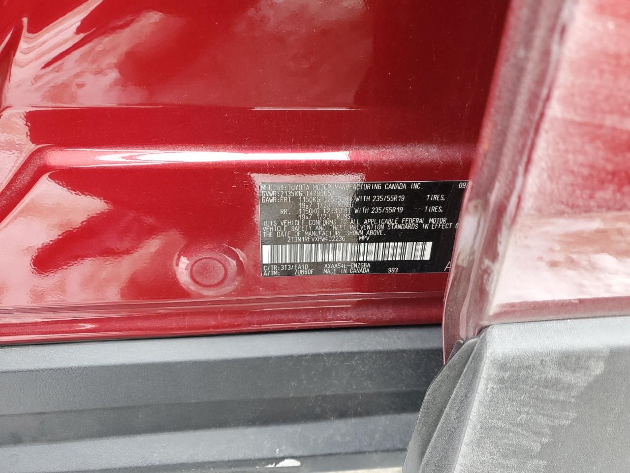 2023 Toyota RAV 4 VIN 2T3N1RFVXPW402236 Copart auction photo, rear end / minor dent/scratches damage thumbnail 12