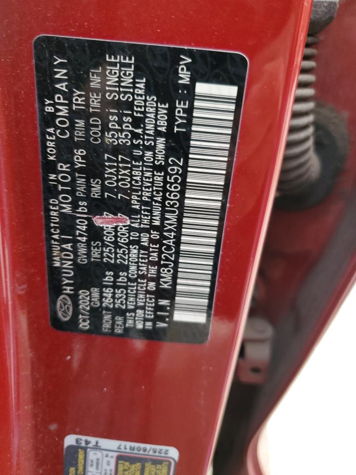 2021 Hyundai Tucson VIN KM8J2CA4XMU366592 Copart auction photo, front end / rear end damage thumbnail 13