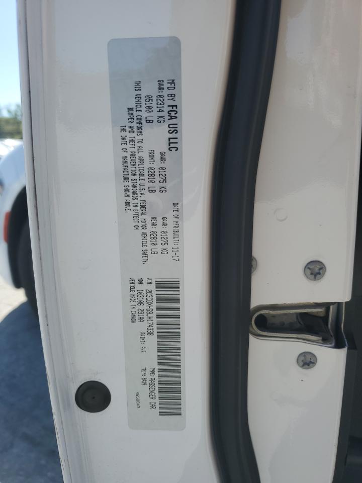 2018 Dodge Charger VIN 2C3CDXHG9JH174338 Copart auction photo, rear end / side damage thumbnail 12