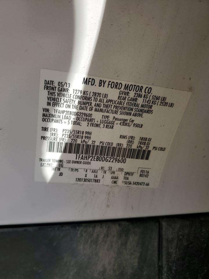 2013 Ford Taurus VIN 1FAHP2E80DG229600 Copart auction photo, mechanical / front end damage thumbnail 12
