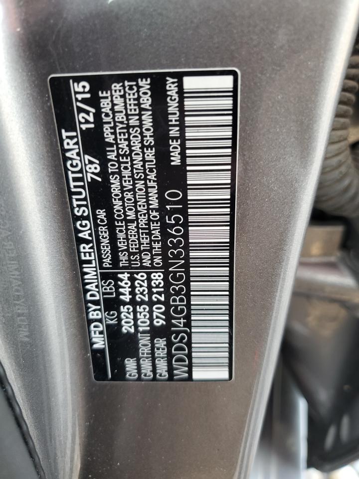 2016 Mercedes-Benz CLA-klasse VIN WDDSJ4GB3GN336510 Copart auction photo, front end damage thumbnail 12