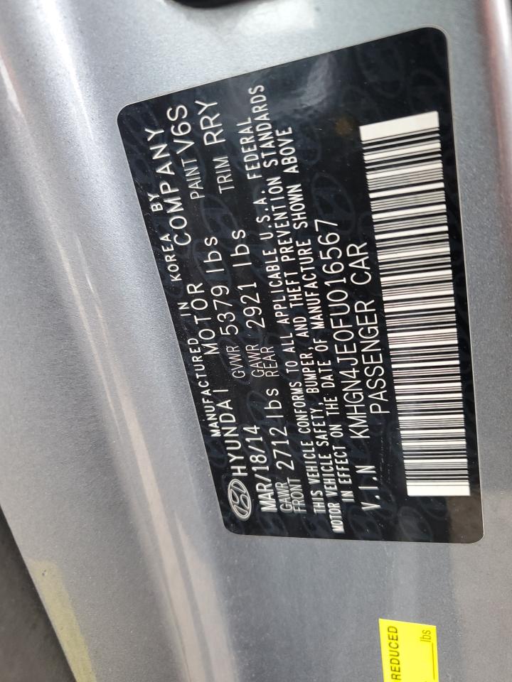 2015 Hyundai Genesis VIN KMHGN4JE0FU016567 Copart auction photo, front end damage thumbnail 12