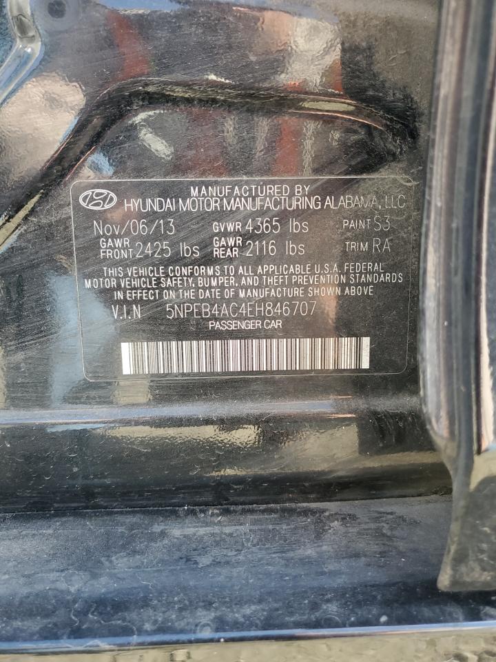 2014 Hyundai Sonata VIN 5NPEB4AC4EH846707 Copart auction photo, rear end damage thumbnail 12