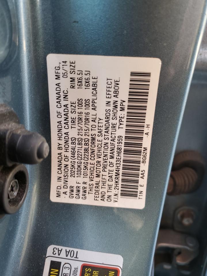 2014 Honda CR-V VIN 2HKRM4H33EH681959 Copart auction photo, side damage thumbnail 14