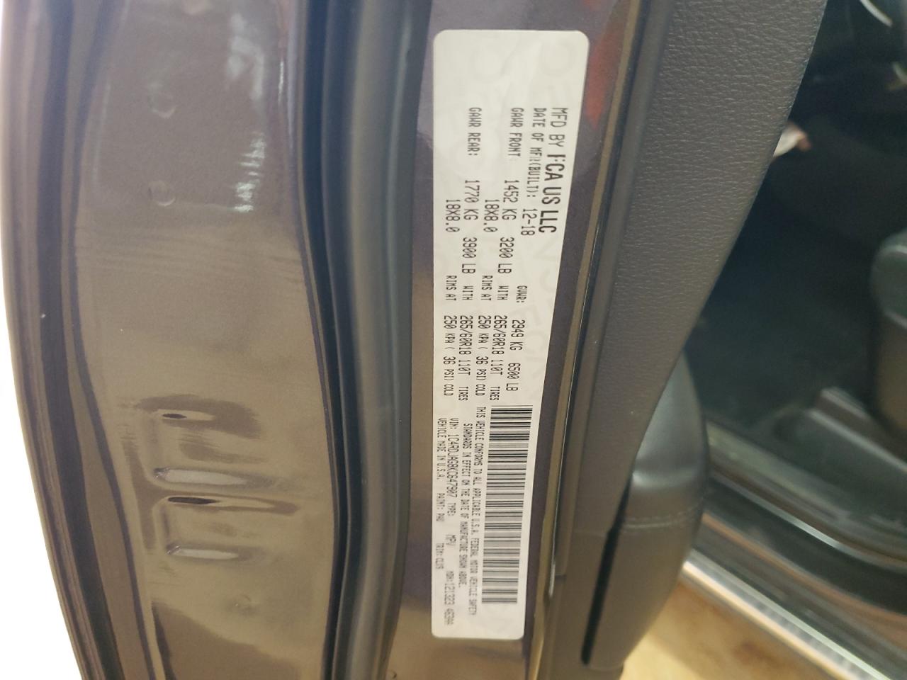 2019 Dodge Durango VIN 1C4RDJAG8KC647907 Copart auction photo, front end / undercarriage damage thumbnail 15