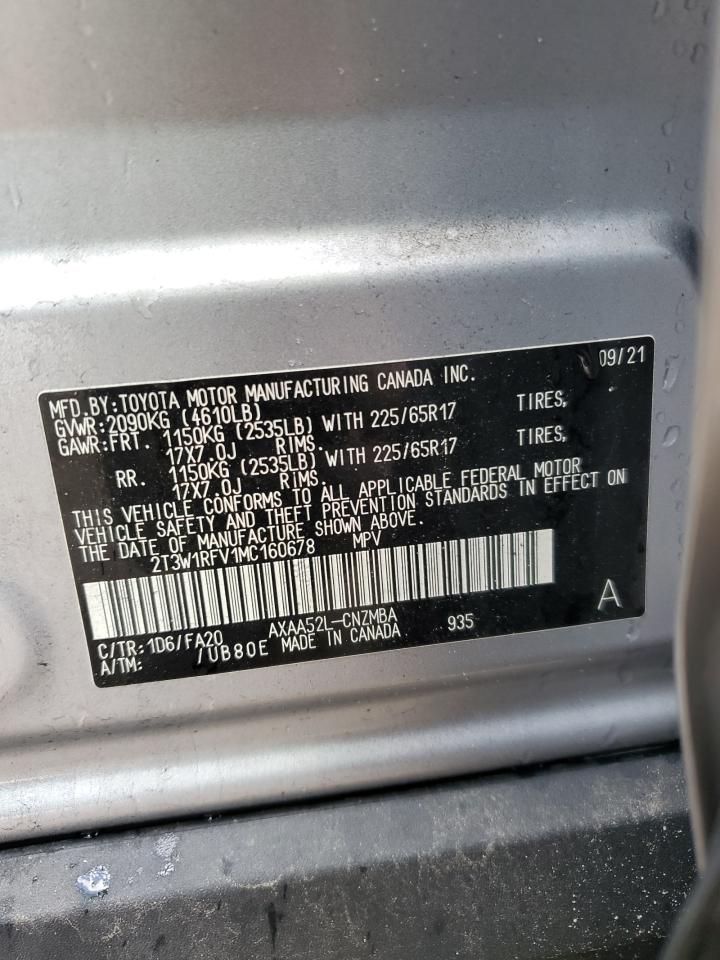2021 Toyota RAV 4 VIN 2T3W1RFV1MC160678 Copart auction photo, all over damage thumbnail 13
