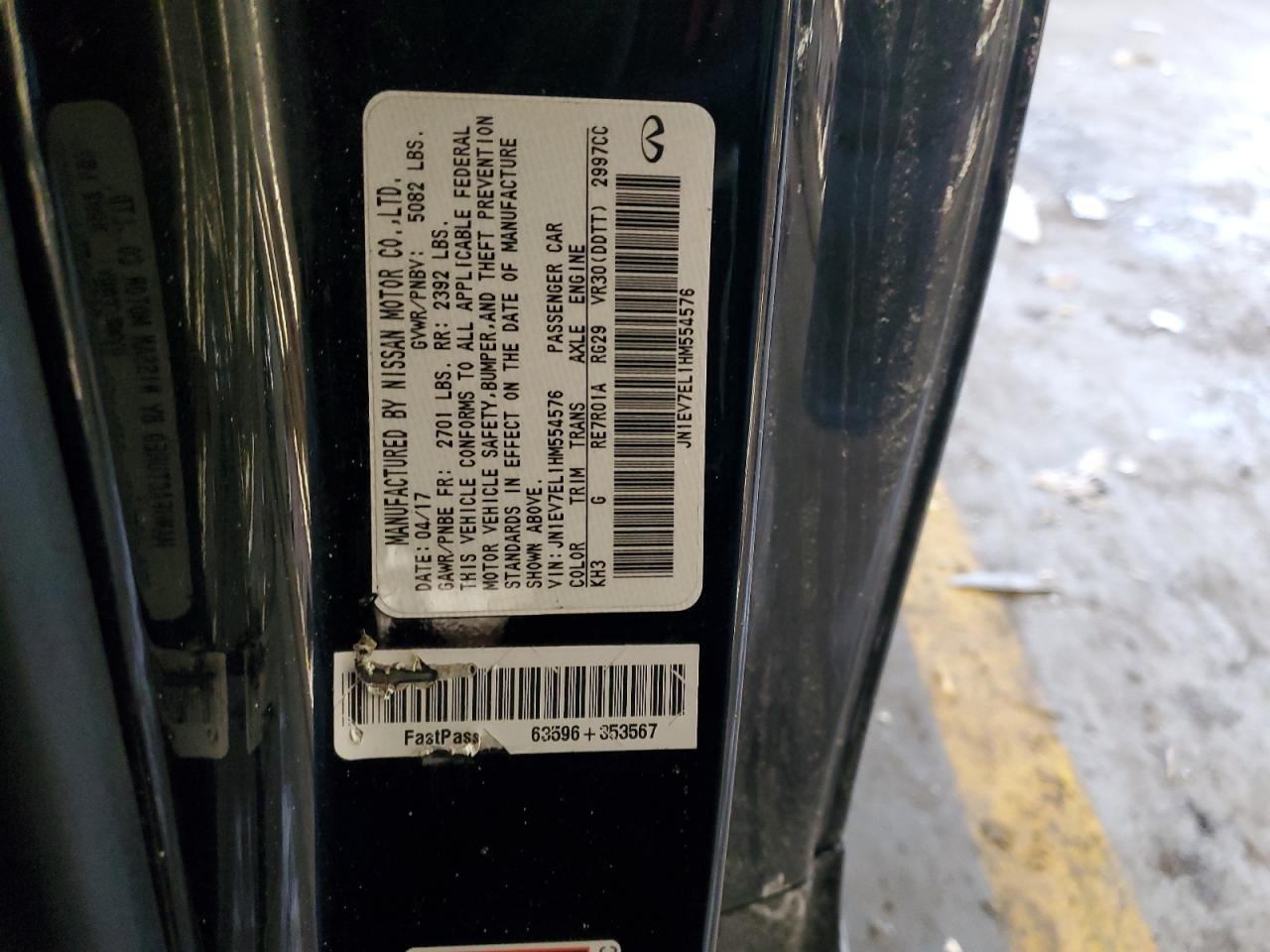 2017 Infiniti Q60 VIN JN1EV7EL1HM554576 Copart auction photo, front end damage thumbnail 14