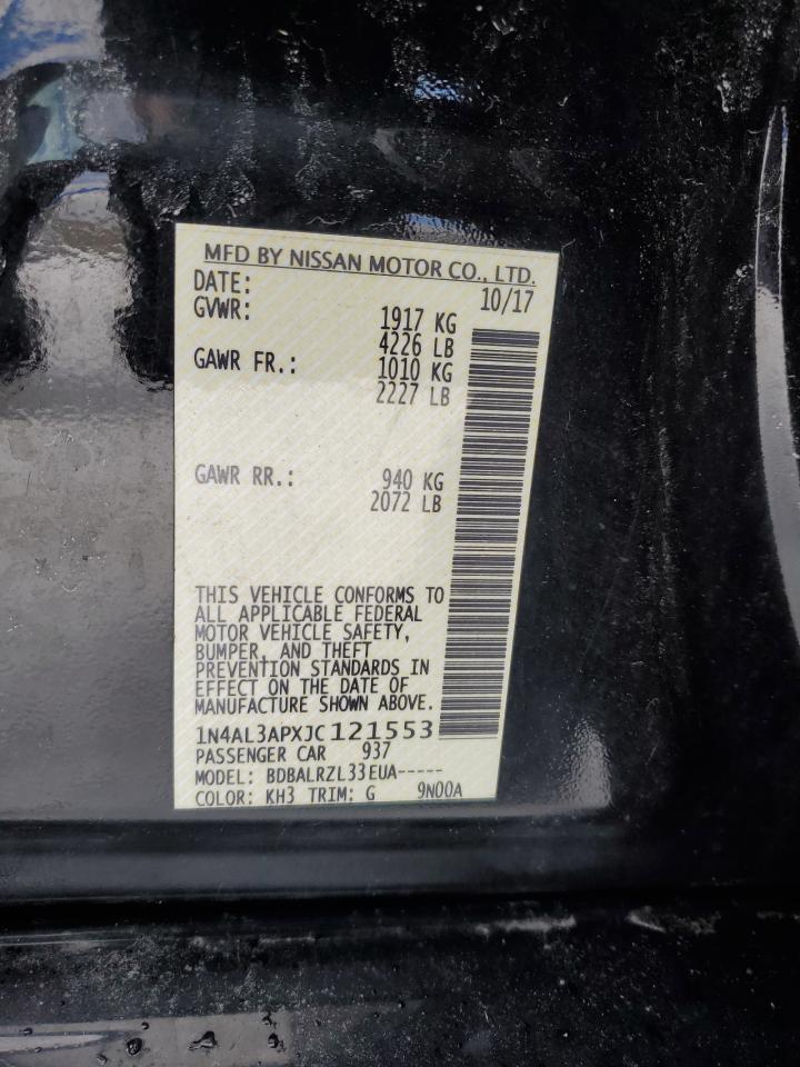 2018 Nissan Altima VIN 1N4AL3APXJC121553 Copart auction photo, side / front end damage thumbnail 12