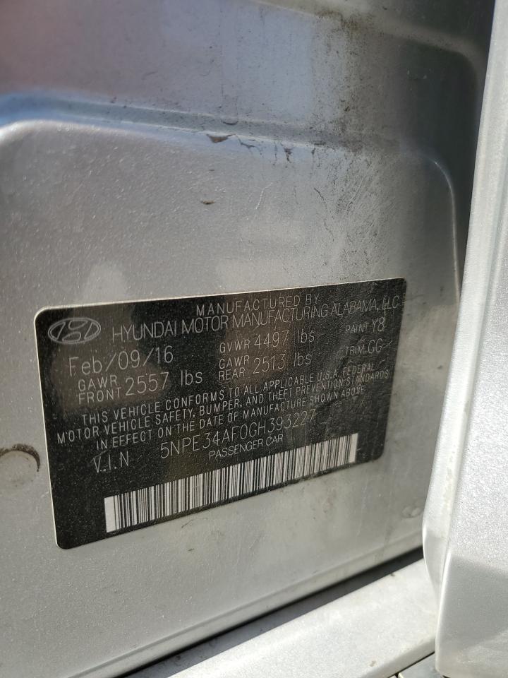 2016 Hyundai Sonata VIN 5NPE34AF0GH393227 Copart auction photo, vandalism damage thumbnail 14
