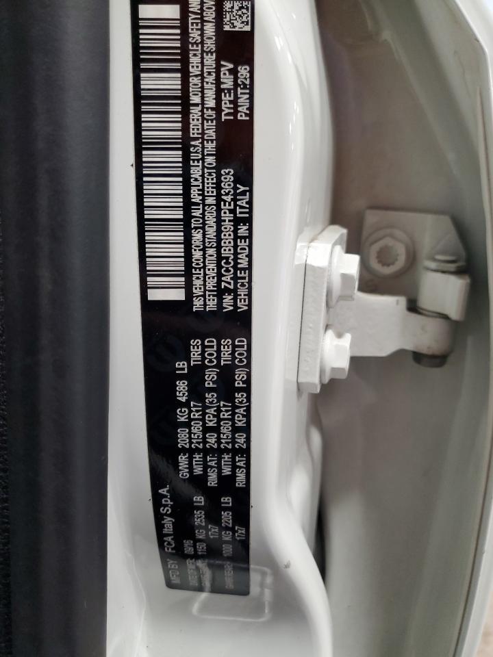2017 Jeep Renegade VIN ZACCJBBB9HPE43693 Copart auction photo, front end / side damage thumbnail 14