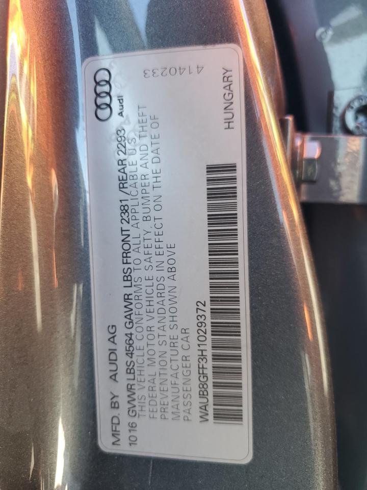 2017 Audi A3 VIN WAUB8GFF3H1029372 Copart auction photo, front end damage thumbnail 13