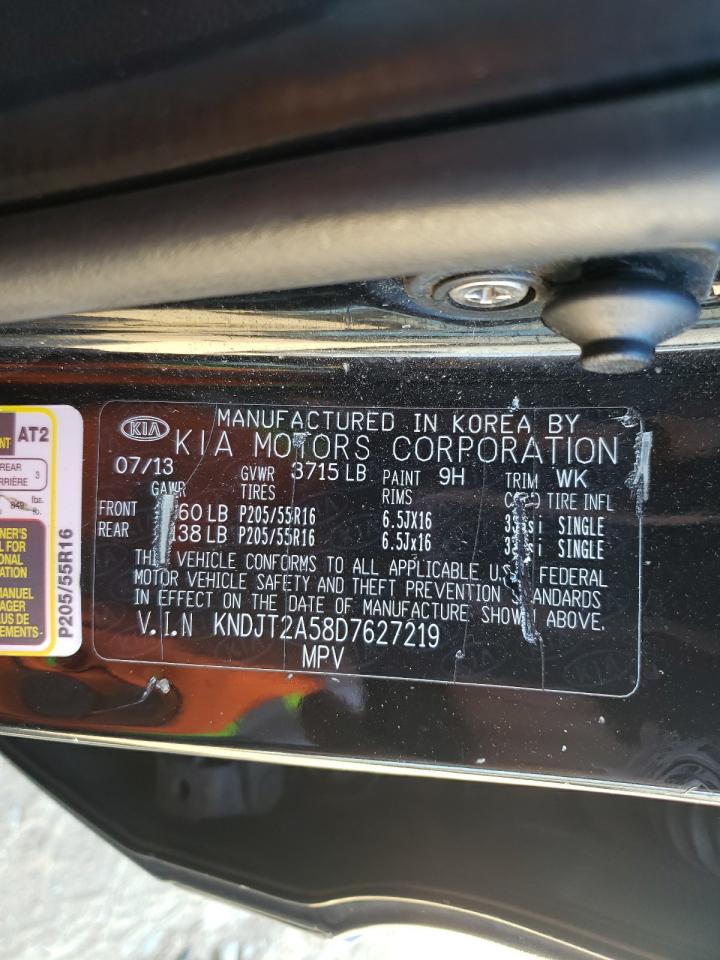 2013 KIA Soul VIN KNDJT2A58D7627219 Copart auction photo, rear end / side damage thumbnail 12