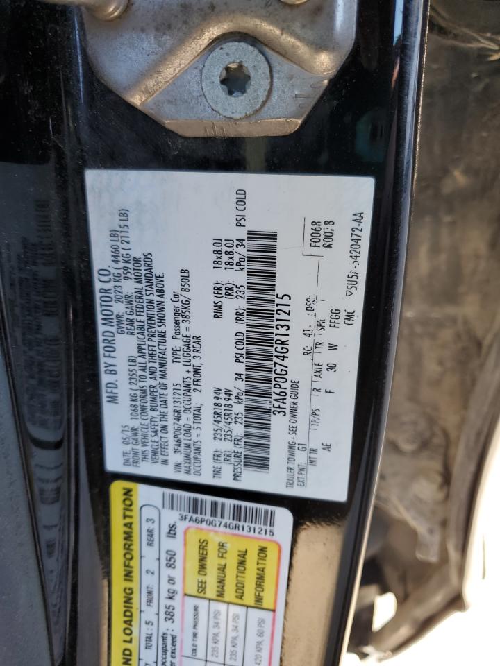 2016 Ford Fusion VIN 3FA6P0G74GR131215 Copart auction photo, minor dent/scratches damage thumbnail 14