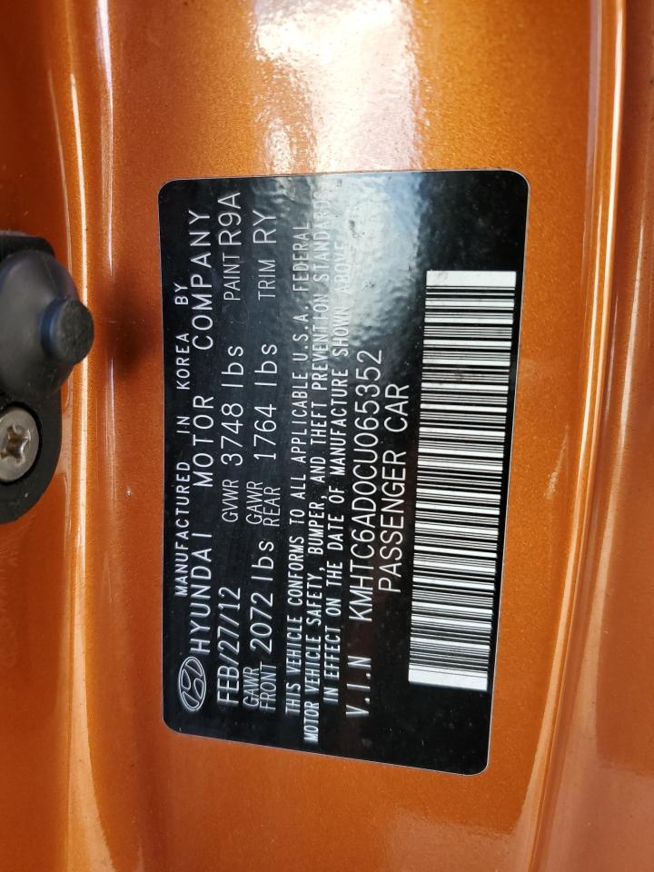 2012 Hyundai Veloster VIN KMHTC6AD0CU065352 Copart auction photo, front end / minor dent/scratches damage thumbnail 12
