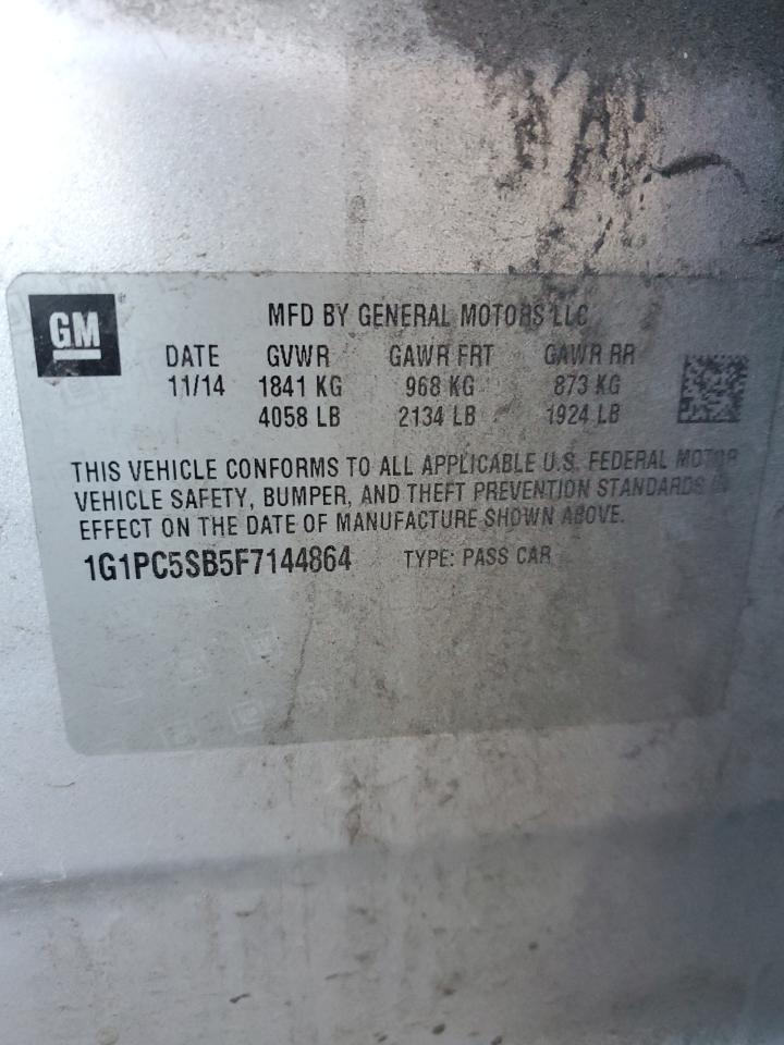 2015 Chevrolet Cruze VIN 1G1PC5SB5F7144864 Copart auction photo, rear end / hail damage thumbnail 12