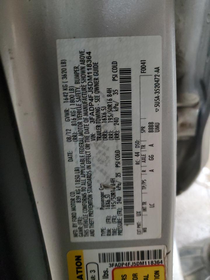 2013 Ford Fiesta VIN 3FADP4FJ5DM118364 Copart auction photo, front end / side damage thumbnail 13