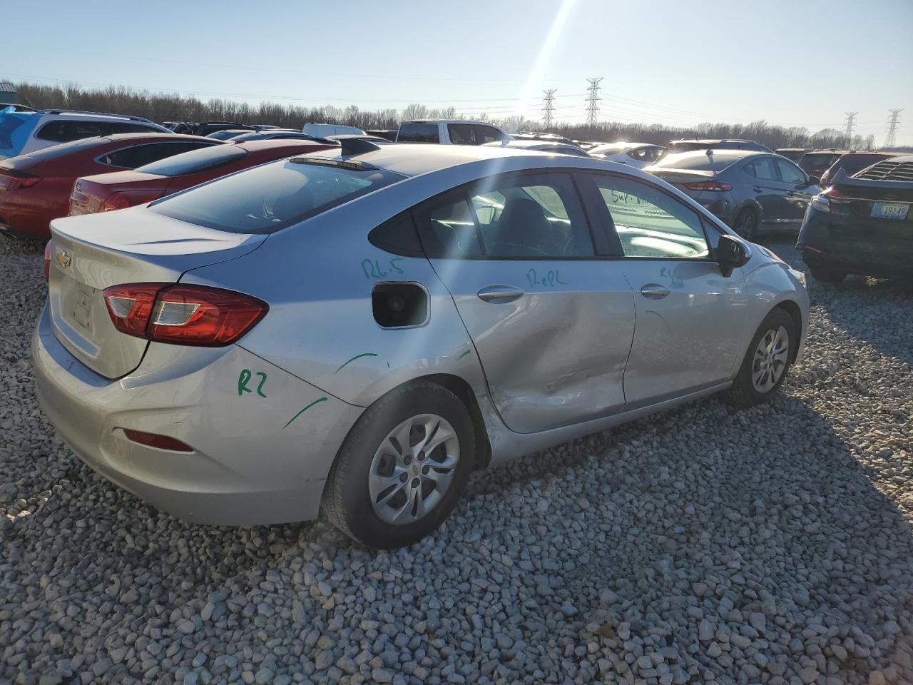 2019 Chevrolet Cruze VIN 1G1BJ5SM8K7103186 Copart auction photo, side damage thumbnail 3
