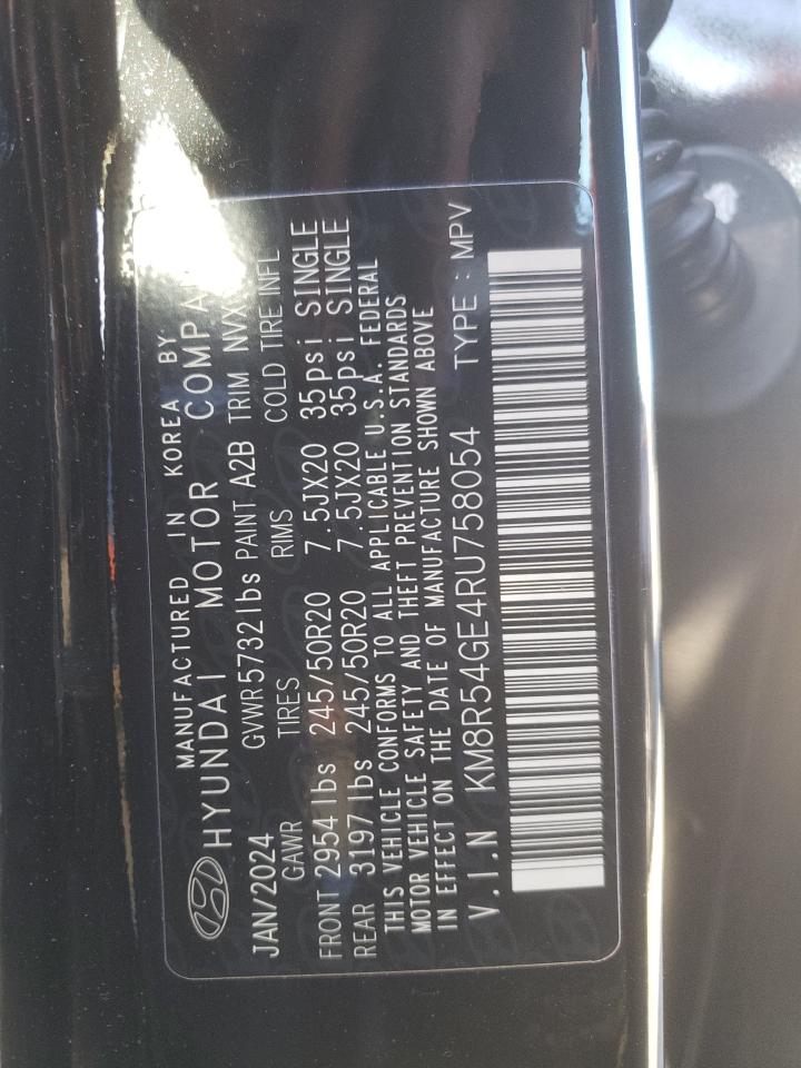 2024 Hyundai Palisade VIN KM8R54GE4RU758054 Copart auction photo, front end damage thumbnail 14