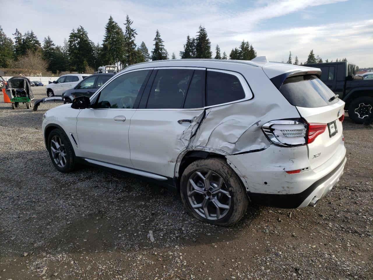 2020 BMW X3 VIN 5UXTY5C0XLLT32740 Copart auction photo, side / rear end damage thumbnail 2
