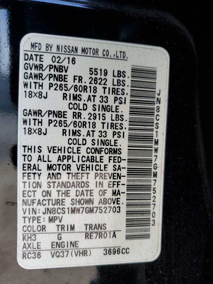 2016 Infiniti QX70 VIN JN8CS1MW7GM752703 Copart auction photo, rear end damage thumbnail 14