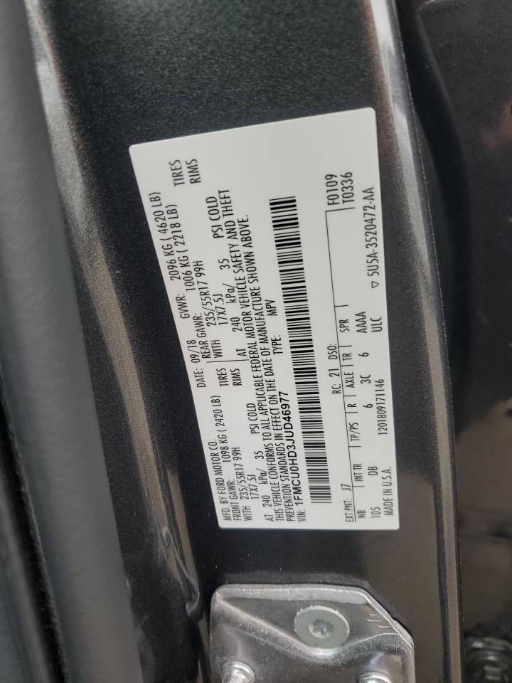 2018 Ford Escape VIN 1FMCU0HD3JUD46977 Copart auction photo, rear end / front end damage thumbnail 14