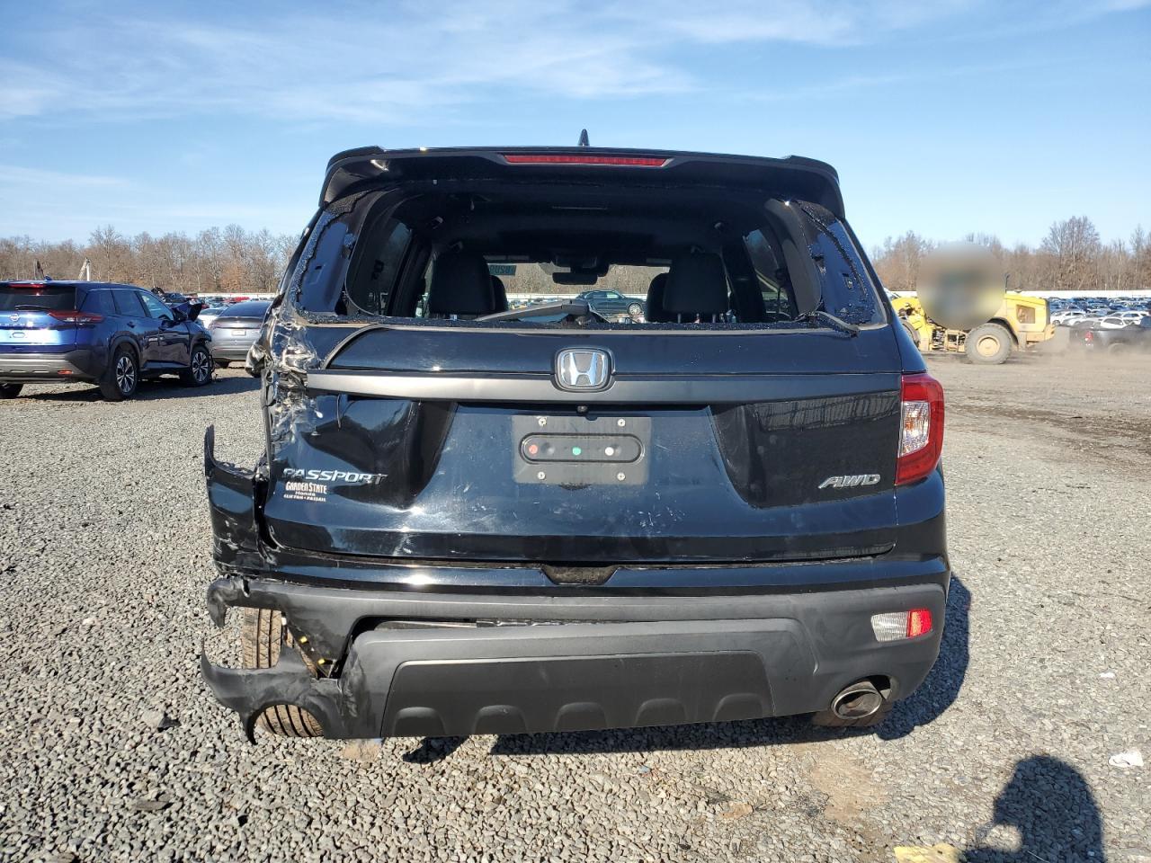 2021 Honda Passport VIN 5FNYF8H59MB004250 Copart auction photo, rear end / side damage thumbnail 6