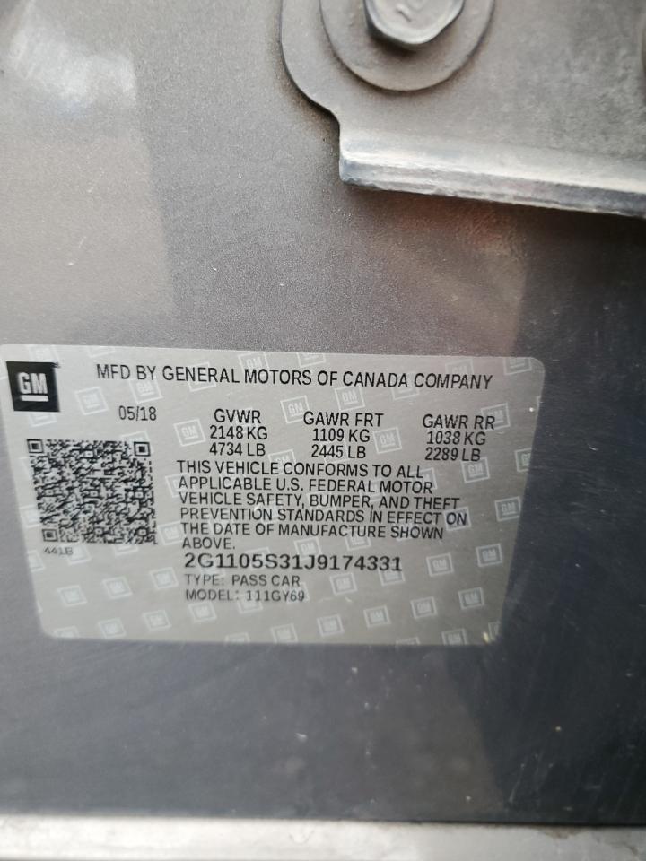 2018 Chevrolet Impala VIN 2G1105S31J9174331 Copart auction photo, front end / minor dent/scratches damage thumbnail 12