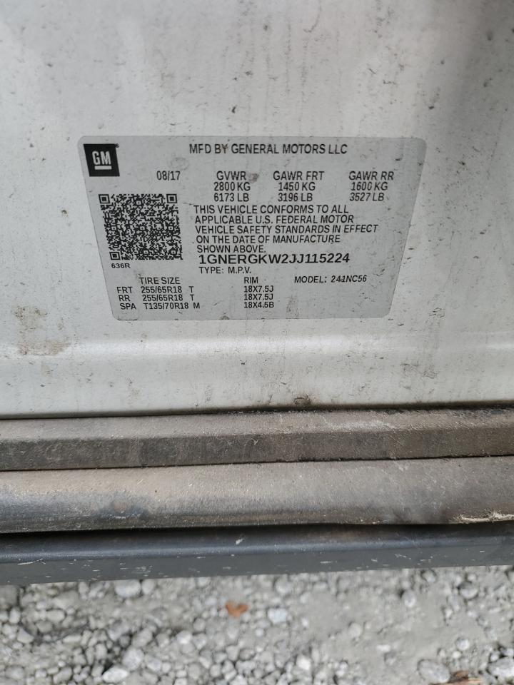2018 Chevrolet Traverse VIN 1GNERGKW2JJ115224 Copart auction photo, mechanical / side damage thumbnail 13