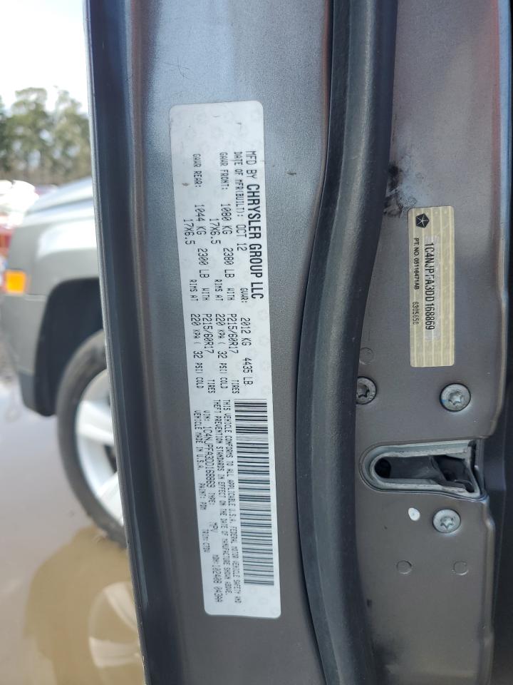 2013 Jeep Liberty (Patriot) VIN 1C4NJPFA3DD168869 Copart auction photo, side damage thumbnail 12