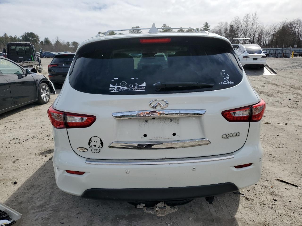 2015 Infiniti QX60 VIN 5N1AL0MM0FC554599 Copart auction photo, side / front end damage thumbnail 6