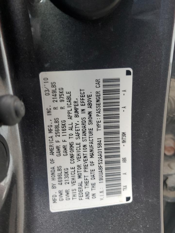 2010 Acura TL VIN 19UUA8F52AA015841 Copart auction photo, front end damage thumbnail 12