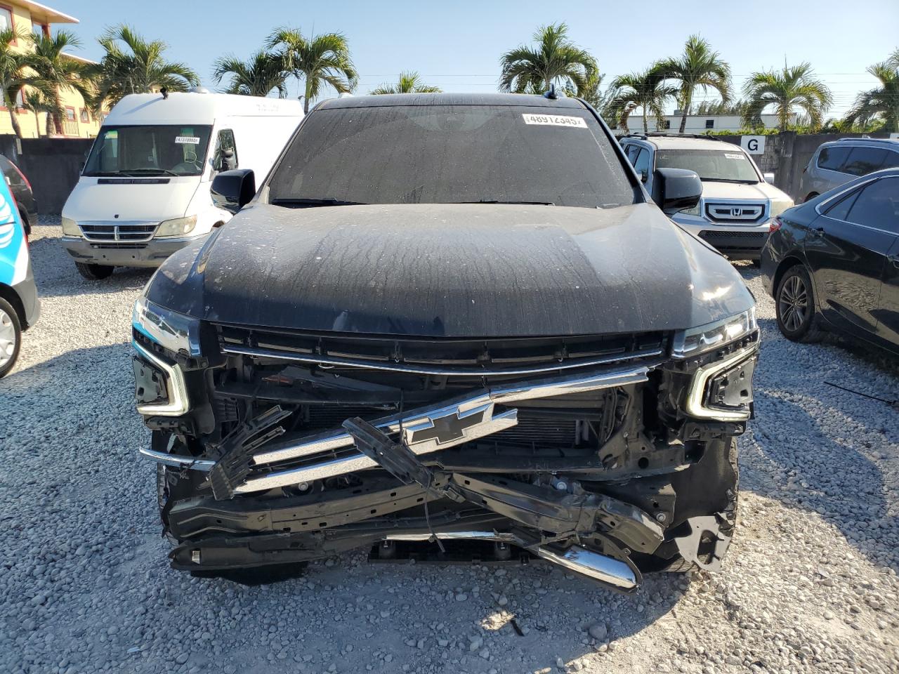 2021 Chevrolet Tahoe VIN 1GNSKNKD7MR141866 Copart auction photo, front end / undercarriage damage thumbnail 5