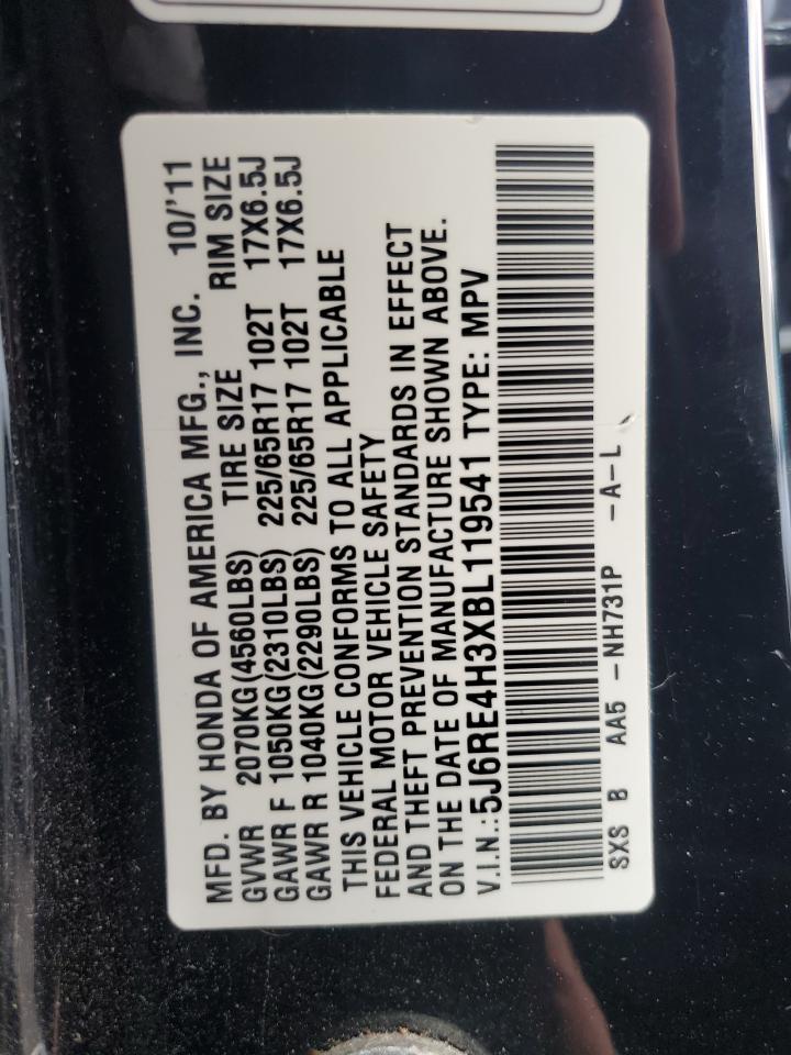 2011 Honda CR-V VIN 5J6RE4H3XBL119541 Copart auction photo, front end damage thumbnail 12