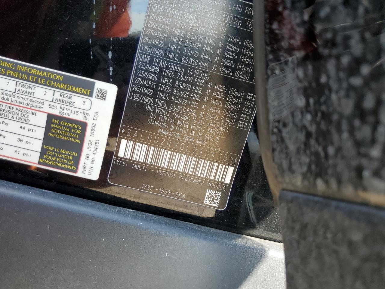 2020 Land Rover Discovery VIN SALRU2RV6L2434351 Copart auction photo, all over damage thumbnail 15