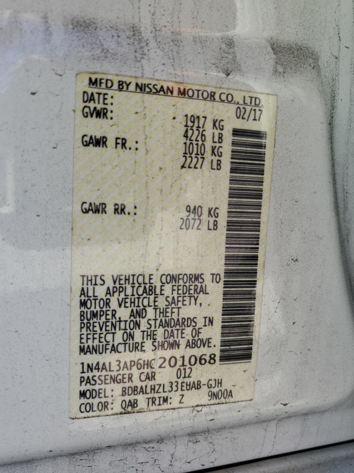 2017 Nissan Altima VIN 1N4AL3AP6HC201068 Copart auction photo, front end damage thumbnail 14