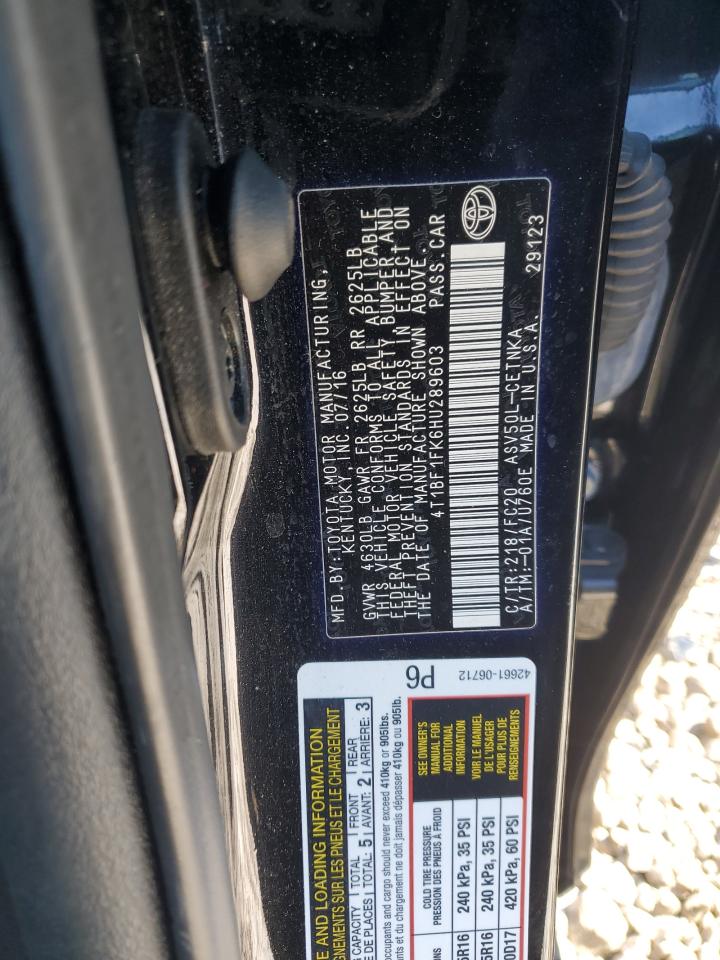 2017 Toyota Camry VIN 4T1BF1FK6HU289603 Copart auction photo, front end damage thumbnail 15