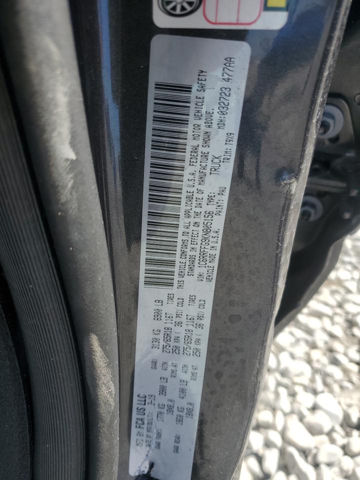 2019 RAM 1500 VIN 1C6RRFFG9KN805156 Copart auction photo, front end damage thumbnail 14