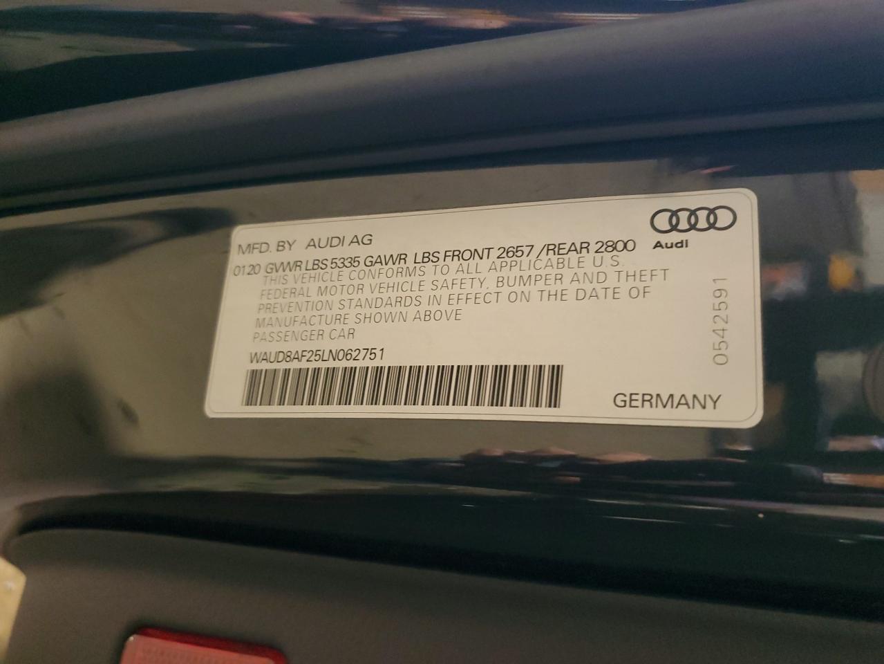 2020 Audi A6 VIN WAUD8AF25LN062751 Copart auction photo, front end damage thumbnail 13