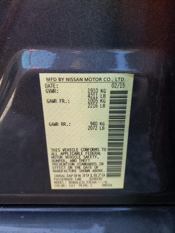 2015 Nissan Altima VIN 1N4AL3AP3FN391879 Copart auction photo, front end damage thumbnail 13
