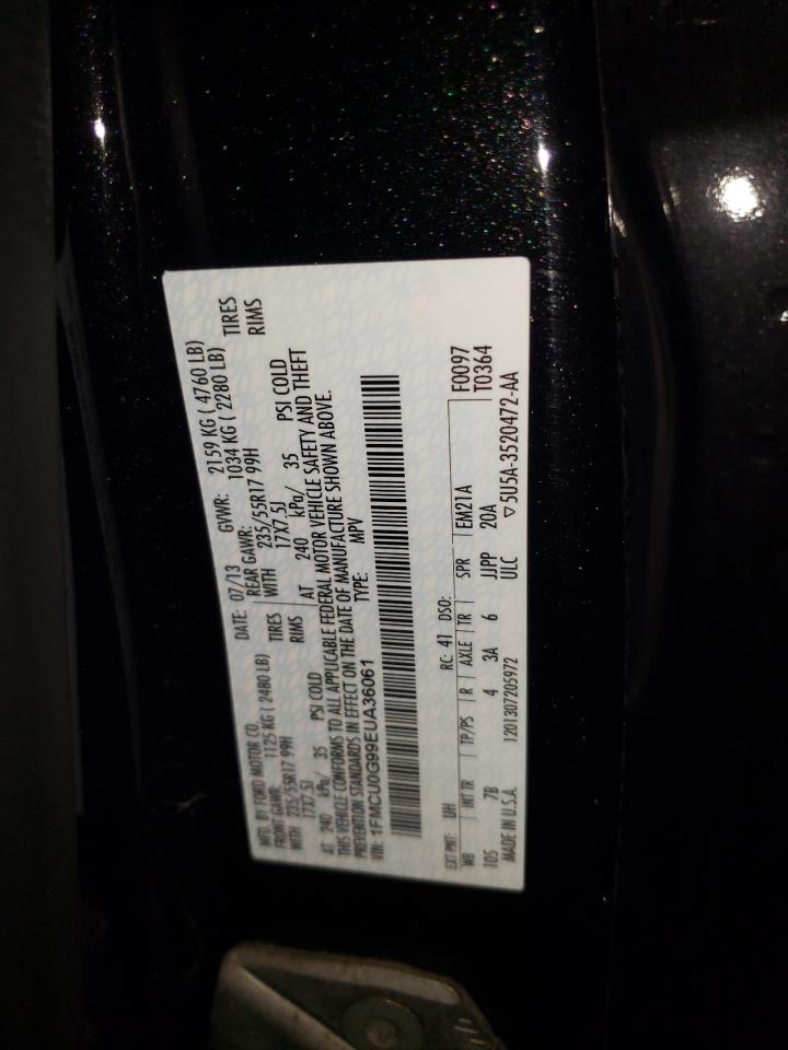 2014 Ford Escape VIN 1FMCU0G99EUA36061 Copart auction photo, side / minor dent/scratches damage thumbnail 12