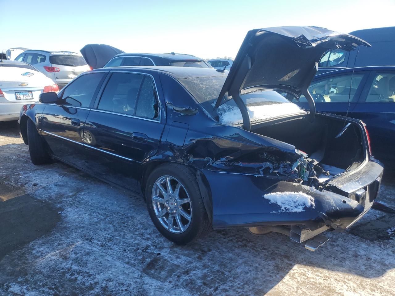 2008 Cadillac DTS VIN 1G6KD57928U182547 Copart auction photo, rear end / side damage thumbnail 2