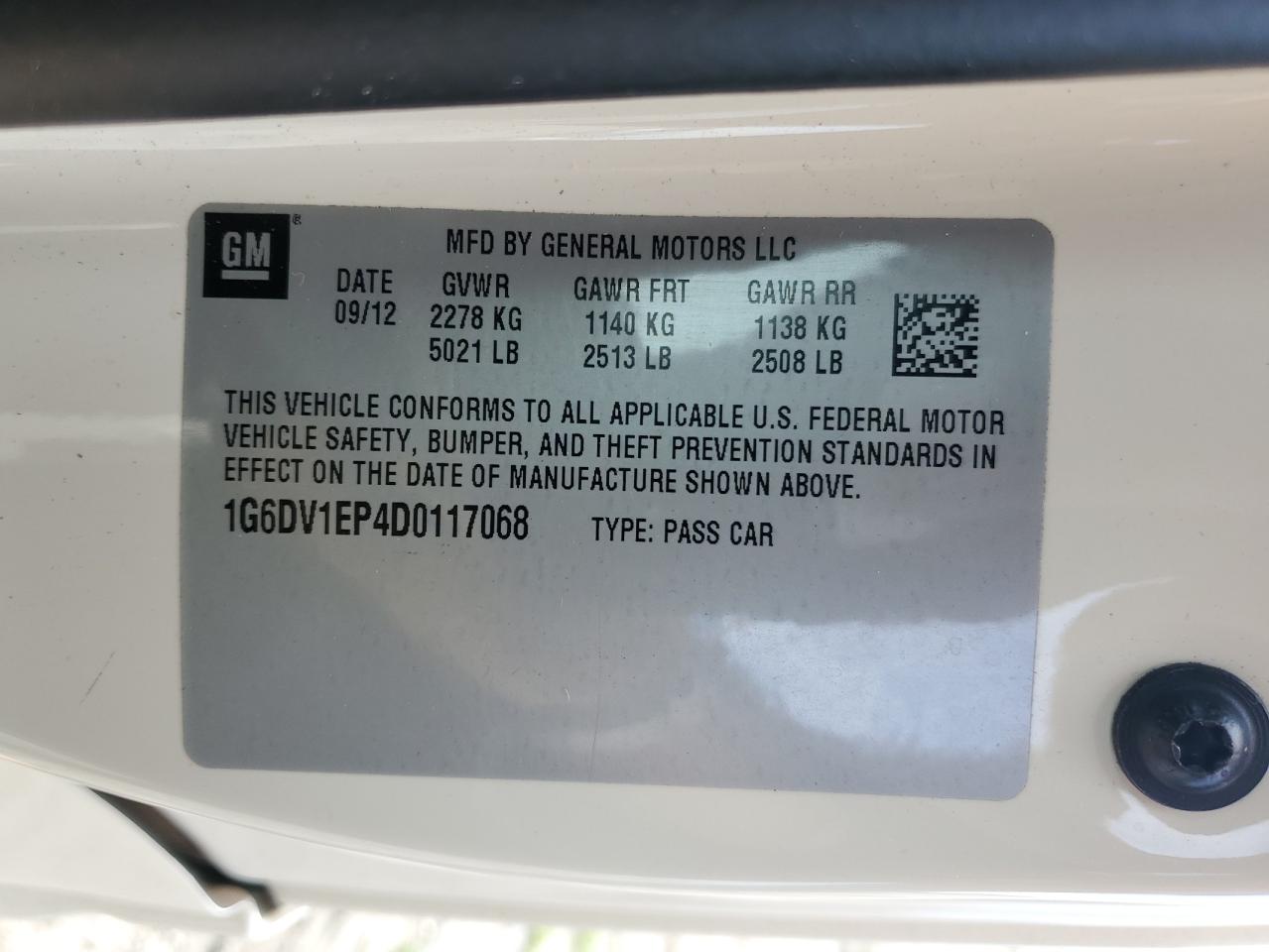 2013 Cadillac CTS VIN 1G6DV1EP4D0117068 Copart auction photo, stripped / vandalism damage thumbnail 13