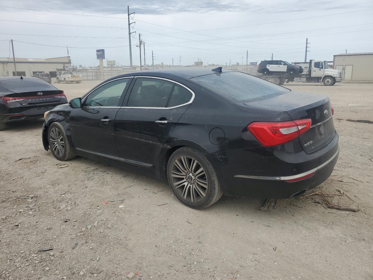 2014 KIA Cadenza VIN KNALN4D75E5120526 Copart auction photo, side / front end damage thumbnail 2