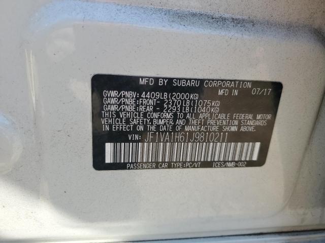 2018 Subaru WRX VIN JF1VA1H61J9810211 Copart auction photo, rear end damage thumbnail 12