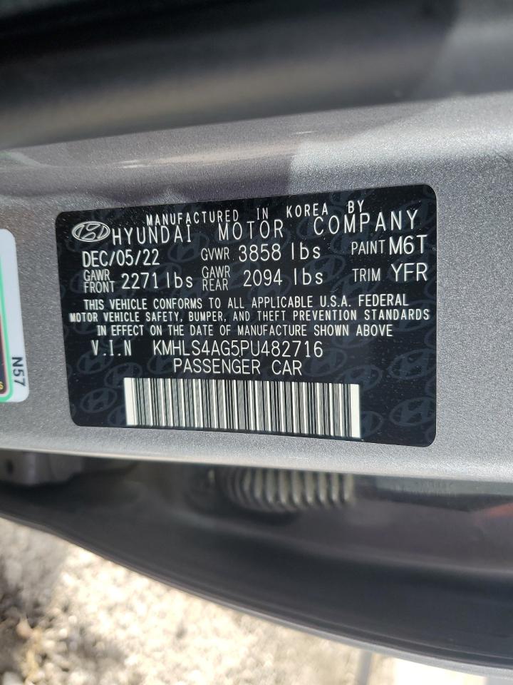 2023 Hyundai Elantra VIN KMHLS4AG5PU482716 Copart auction photo, front end damage thumbnail 14