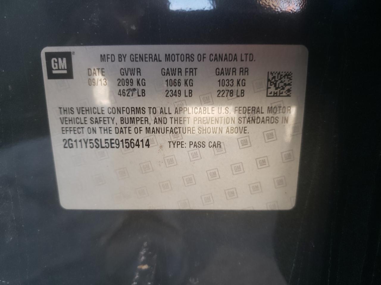 2014 Chevrolet Impala VIN 2G11Y5SL5E9156414 Copart auction photo, all over damage thumbnail 14