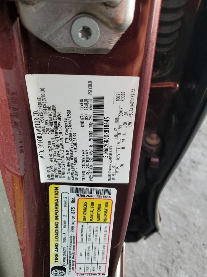 2013 Lincoln MKZ VIN 3LN6L2GK6DR818645 Copart auction photo, front end damage thumbnail 14