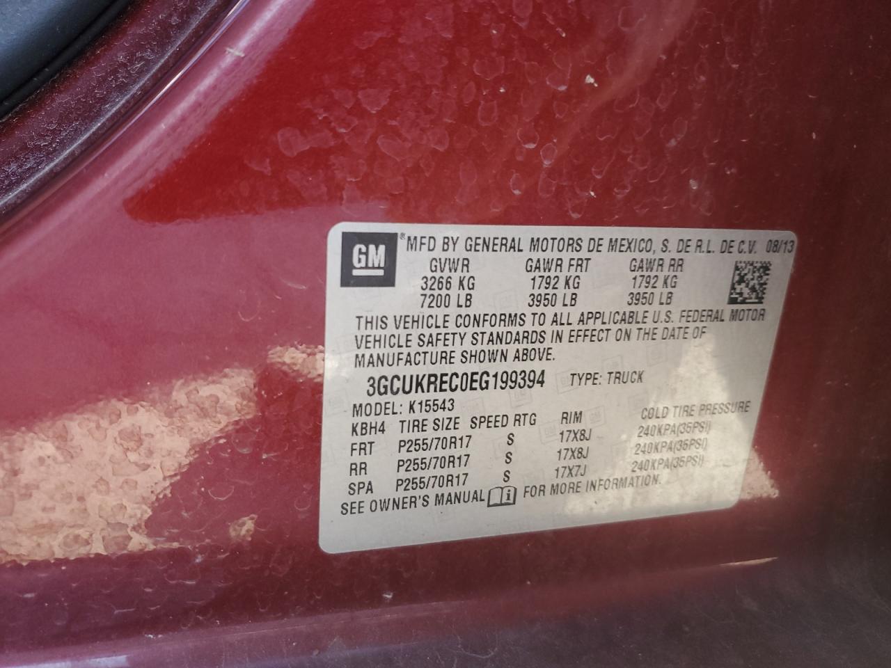 2014 Chevrolet Silverado VIN 3GCUKREC0EG199394 Copart auction photo, minor dent/scratches damage thumbnail 12